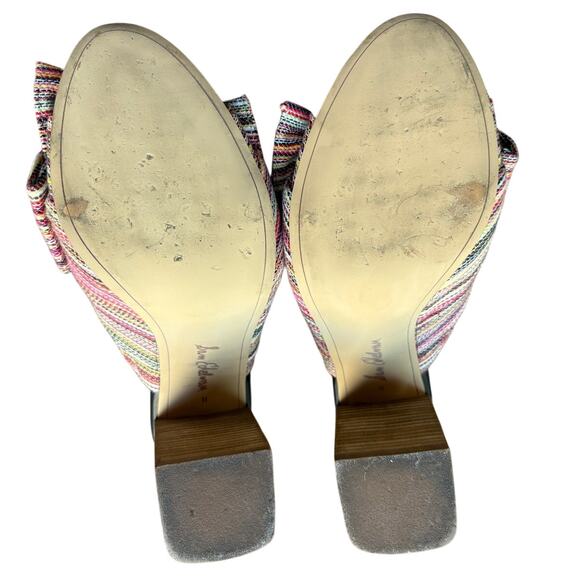Sam Edelman Yumi Rainbow Cloth Block Heel Bow Slides size 11 - Picture 6 of 16